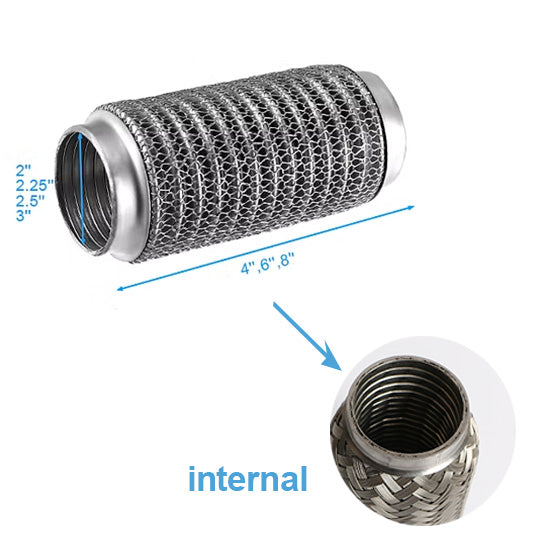 RCCT Outer Mesh Exhaust Flex Pipe 2PCS -Inner Interlock