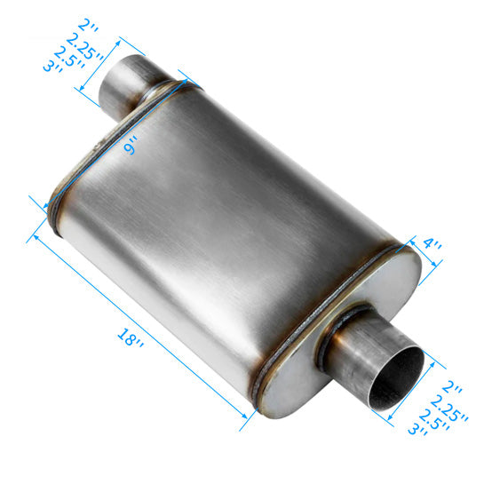 RCCT 2PCS Truck Oval Muffler – 18In Body Stainless Steel 409