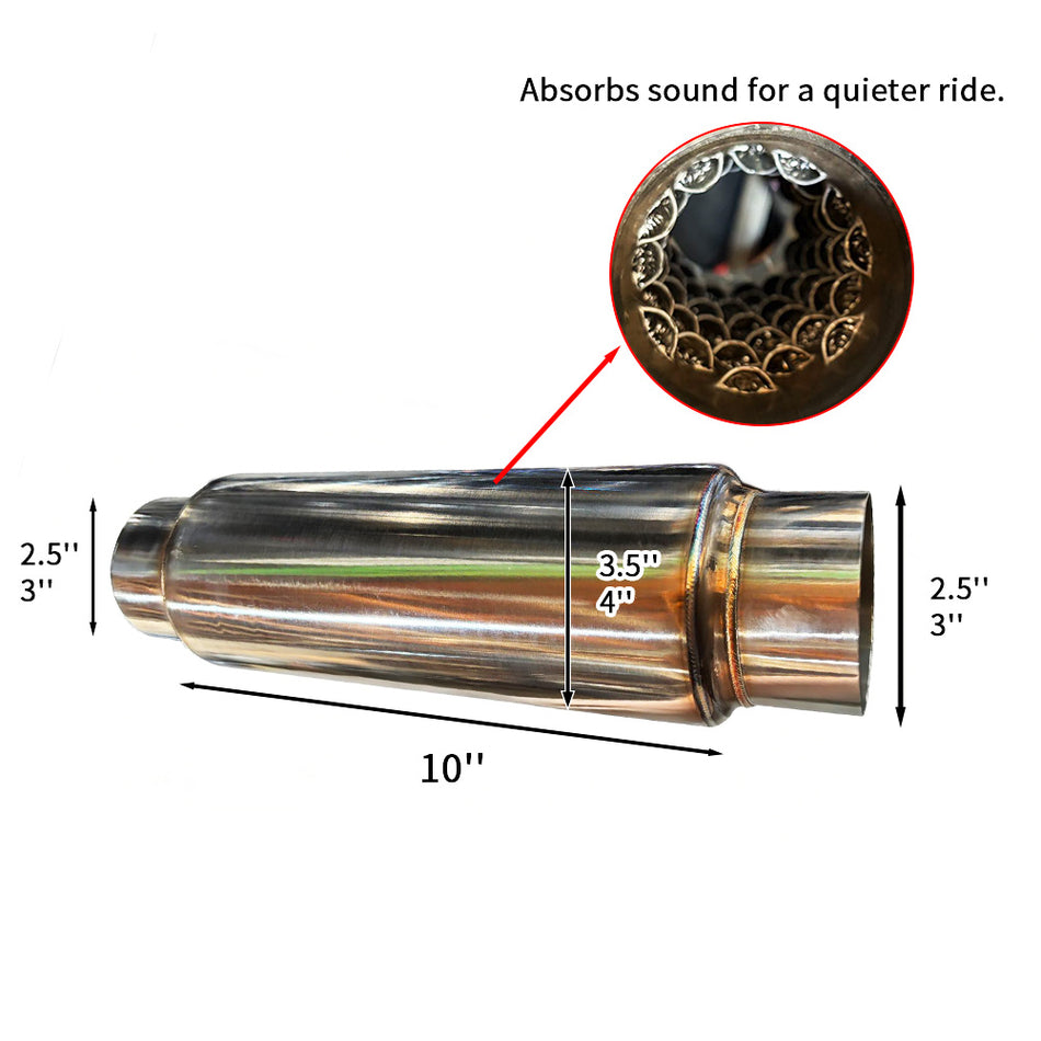 RCCT Resonator 2PCS/ Universal Quiet Exhaust Resonator Louver Perforated Inside