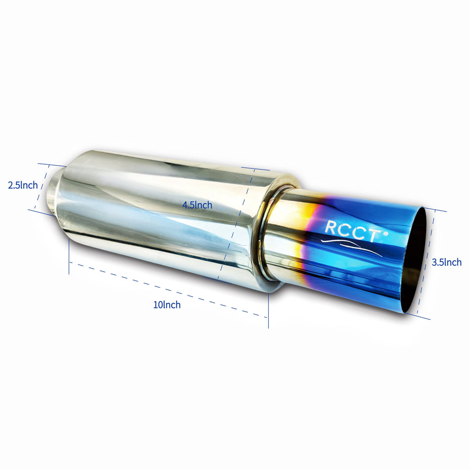 RCCT Blue Burnt N1 Style Exhaust Muffler – Universal Fit Racing Muffler (HKS-Inspired)