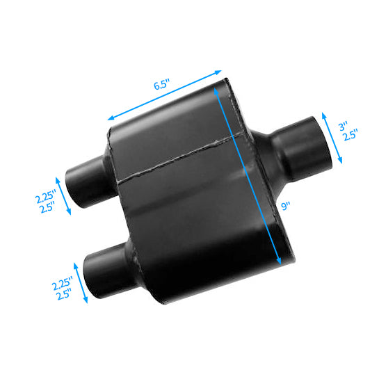 RCCT Aluminized Exhaust Muffler 2PCS-Center Inlet& Dual Outlet
