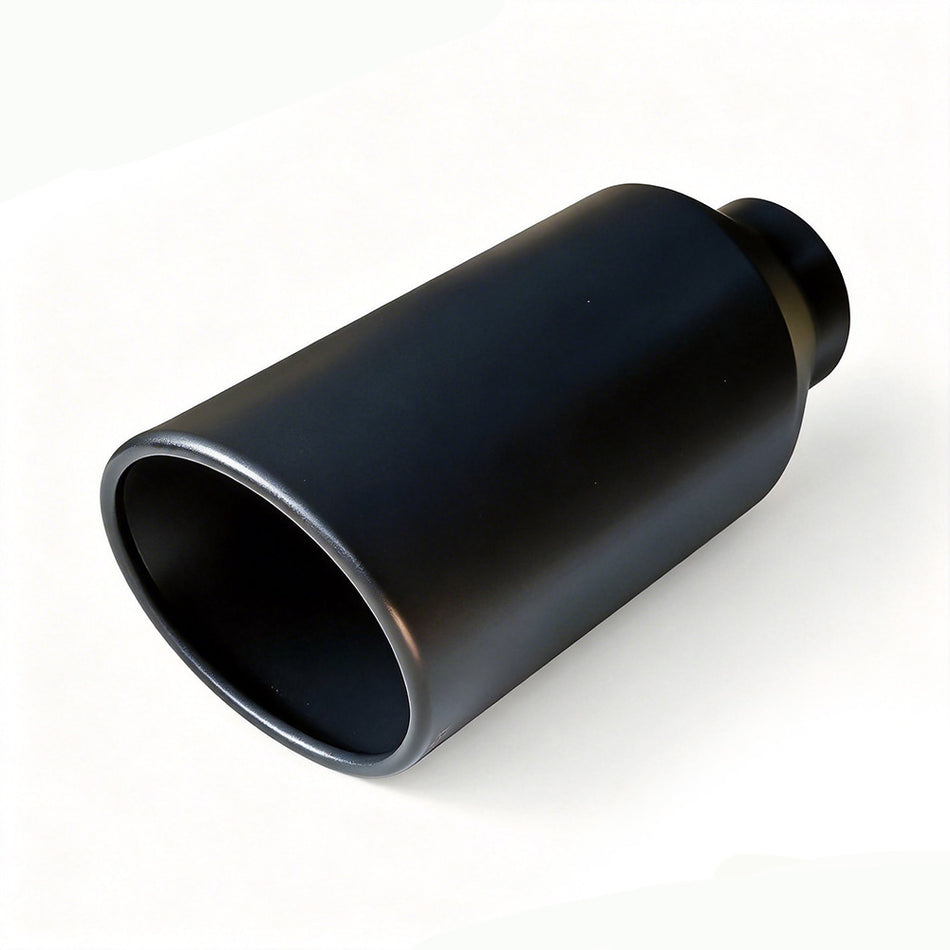 RCCT 4'' Disel Black Paint Tip Cut Angle Rolled Edge/1PC Single Wall