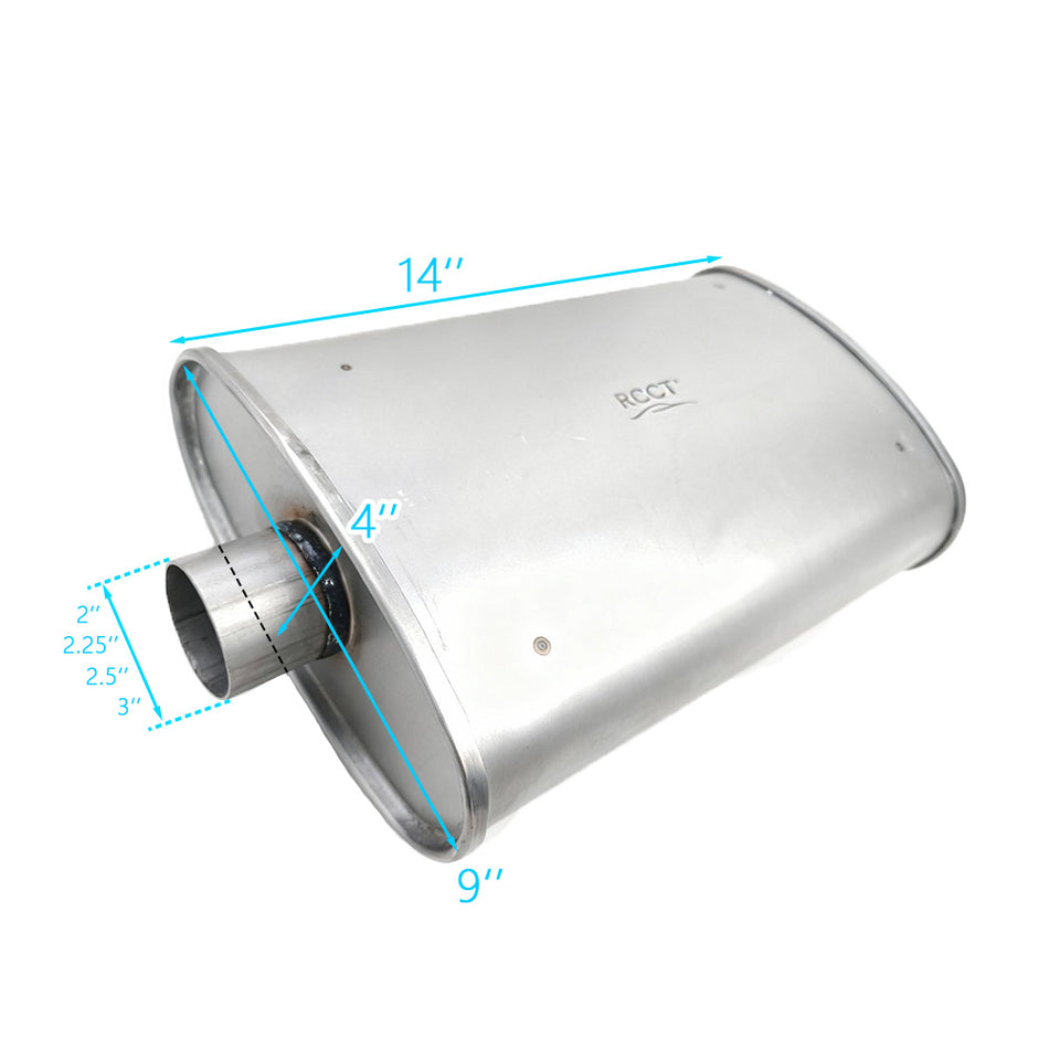 RCCT Aluminzied Quiet Normal Muffler 2PCS -Center Inlet & Offset Outlet
