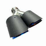 RCCT Dual Carbon Fiber Exhaust Tip 2PCS– Blue Burnt 4'' Outlet, Symmetrical Pair