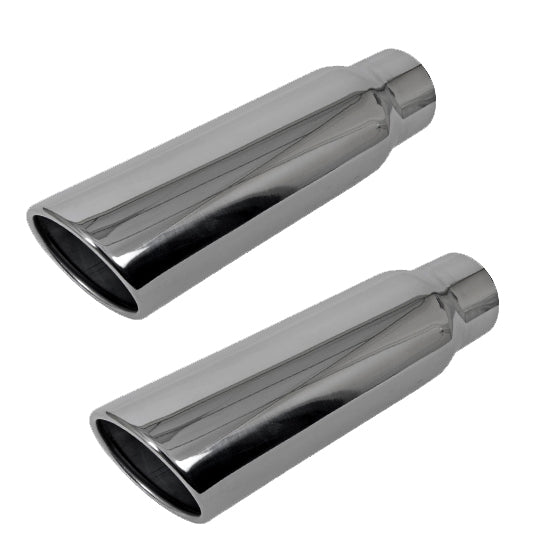 RCCT Exhaust Tip Single Wall 2PCS– 12" Rolled Edge 3'' Outlet