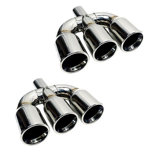 RCCT 3" Inlet Triple Exhaust Tip 2PCS– Polished Chrome Surface, 12" Length