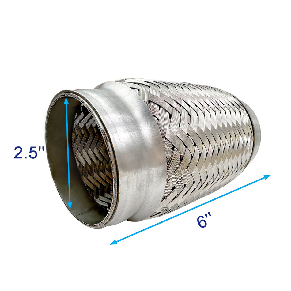 RCCT Flex Pipe Exhaust Double Braid 2PCS - Stainless Steel for Custom Systems