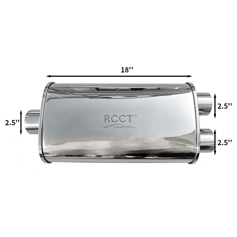 Stainless Steel Oval Muffler One Inlet & Dual Outlet